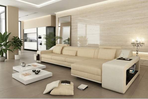 Design Ecksofa Sofa Couch Polster Sitz Eck Garnitur Sofas Leder Textil Themar BW