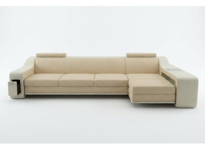 Design Ecksofa Sofa Couch Polster Sitz Eck Garnitur Sofas Leder Textil Themar BW