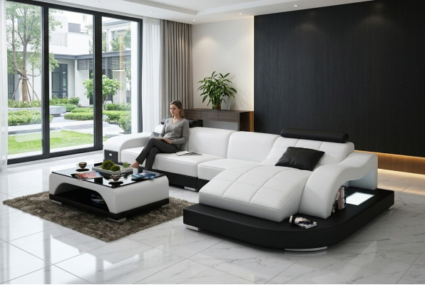 Ecksofa Couch Polster Eckgarnitur Wohnlandschaft Eckcouch Design Sofa PHM3375