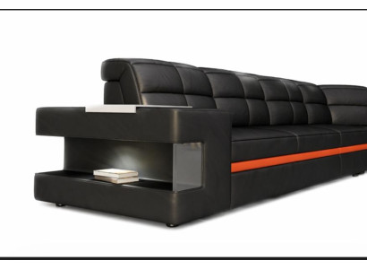 Ledersofa Designersofa Ecksofa Couch Polster Sofa Eckgarnitur mit Beleuchtung
