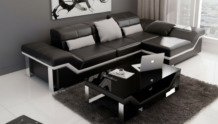 Ledersofa Sofa Couch Wohnlandschaft Ecksofa Garnitur Dekor Modern Design