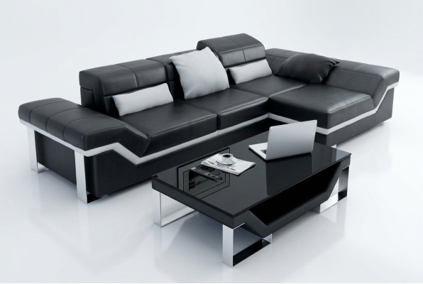 Ledersofa Sofa Couch Wohnlandschaft Ecksofa Garnitur Dekor Modern Design
