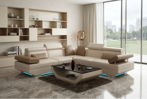 Ledersofa Sofa Couch Wohnlandschaft Ecksofa Garnitur Design Modern Sofa K5009B