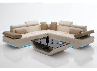 Ledersofa Sofa Couch Wohnlandschaft Ecksofa Garnitur Design Modern Sofa K5009B
