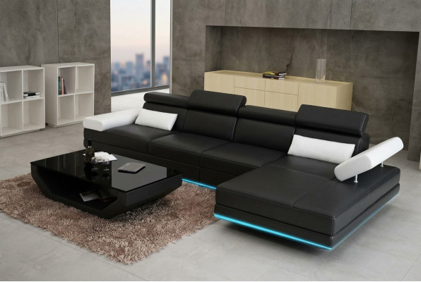 Ledersofa Sofa Couch Wohnlandschaft Ecksofa Modern Garnitur Dekor Design