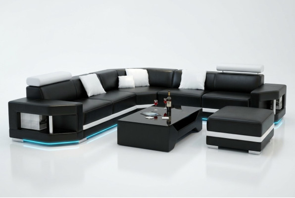 Ledersofa Sofa Modern Couch Wohnlandschaft Ecksofa Garnitur Dekor Design
