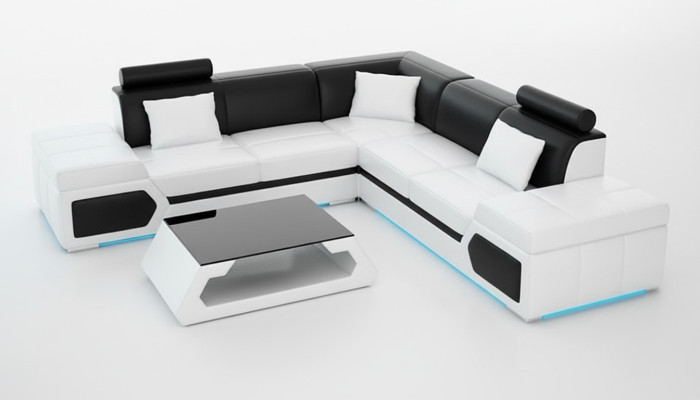 Ledersofa L-Form Couch Wohnlandschaft Dekor Ecksofa Modern Garnitur Design