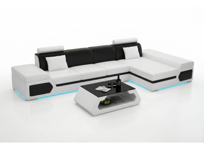 Ledersofa Modern Sofa Couch Wohnlandschaft Ecksofa Garnitur Dekor Design