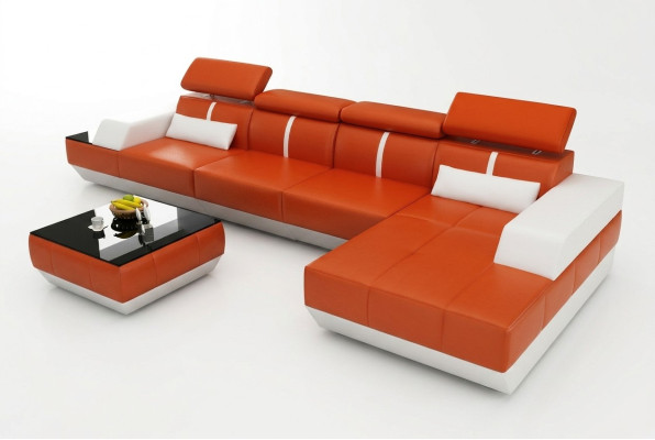 Ledersofa L-Form Couch Wohnlandschaft Ecksofa Garnitur Design Modern Sofa K5015B