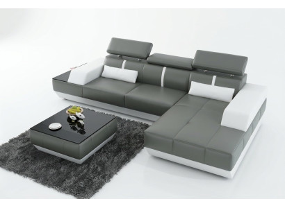 Modern Ledersofa Sofa Couch Design Wohnlandschaft Ecksofa Garnitur Dekor