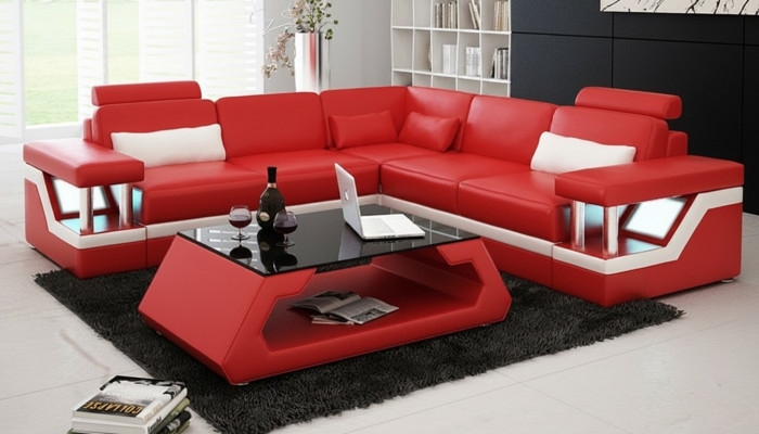 Ledersofa Couch Wohnlandschaft Eck Modern Dekor Ecksofa Design Garnitur