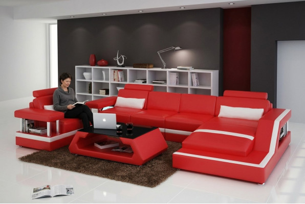 Ledersofa Couch Wohnlandschaft Modern Eck Dekor Ecksofa Design Garnitur