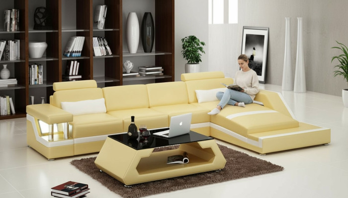 Ledersofa Couch Modern Wohnlandschaft Eck Dekor Ecksofa Design Garnitur