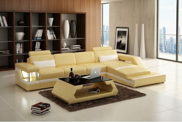 Ledersofa Couch Modern Wohnlandschaft Eck Dekor Ecksofa Design Garnitur