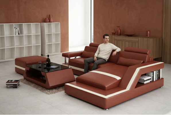Ledersofa Modern Couch Wohnlandschaft Eck Dekor Ecksofa Design Garnitur