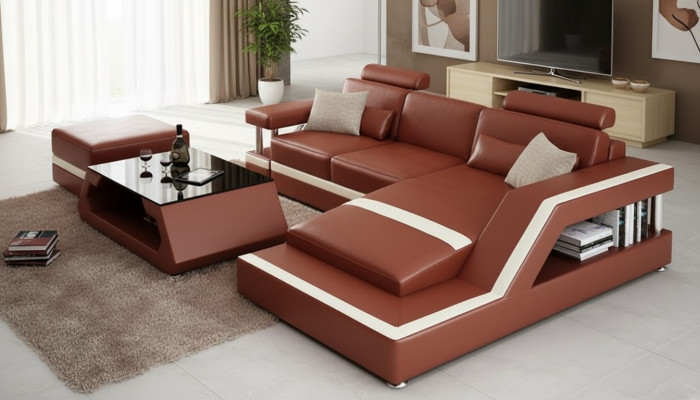 Ledersofa Modern Couch Wohnlandschaft Eck Dekor Ecksofa Design Garnitur