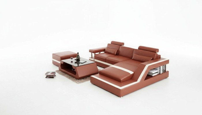 Ledersofa Modern Couch Wohnlandschaft Eck Dekor Ecksofa Design Garnitur