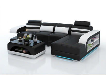 Ledersofa Couch Wohnlandschaft Ecksofa Eck Garnitur Design Modern Sofa G8033C