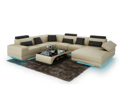 Ledersofa Couch Wohnlandschaft Ecksofa Eck Garnitur Design Modern Sofa