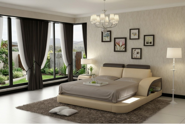 Luxus Bett Beleuchtung Lederbett Betten Sofa Big Ehe Polster 140/160/180 cm