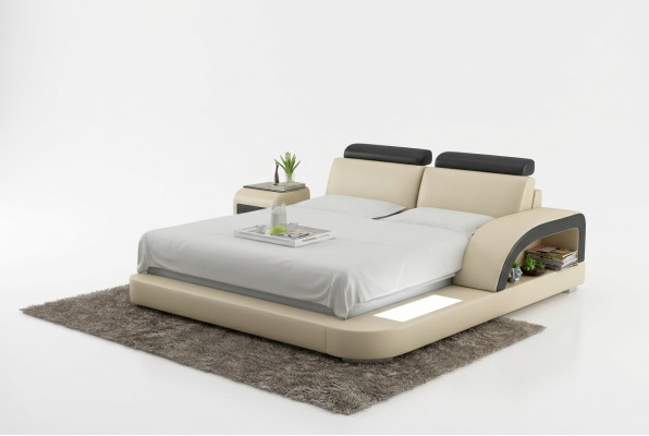 Luxus Bett Beleuchtung Lederbett Betten Sofa Big Ehe Polster 140/160/180 cm