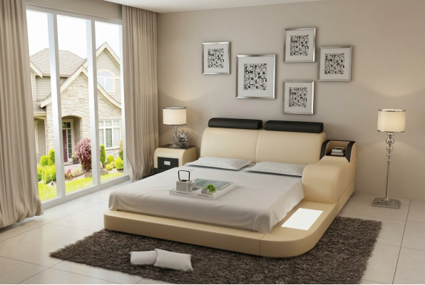 Bett Design Luxus Luxus Betten Leder Modernes Schlafzimmer 140/160/180 LB8813