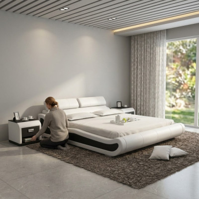 Luxus Leder Bett Design Polster Betten Doppel Modernes Ehe 140/160/180 cm