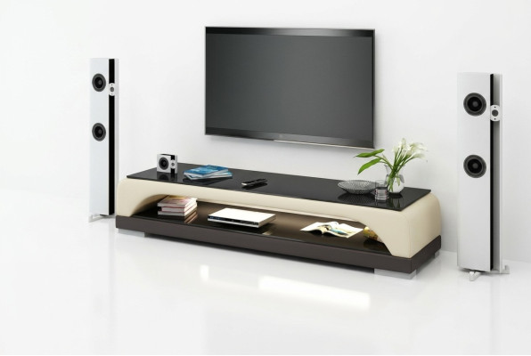 RTV TV Sideboard Leder Glas Tisch Fernseh Schrank Tisch Designer Dekor