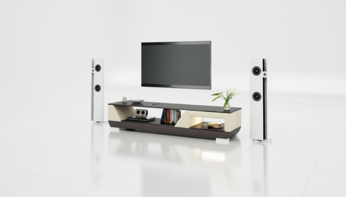 RTV TV Sideboard Leder Glas Dekor Tisch Fernseh Schrank Tisch Designer