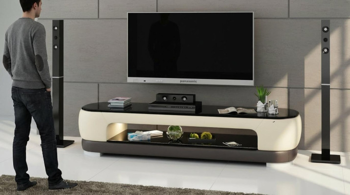 RTV TV Sideboard Dekor Leder Glas Tisch Fernseh Schrank Tisch Designer