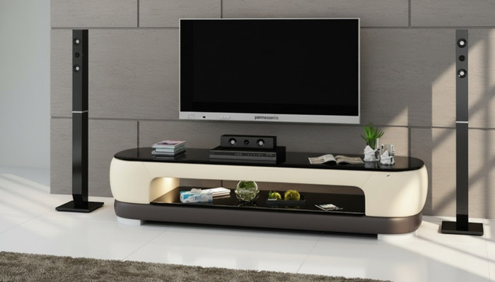 RTV TV Sideboard Dekor Leder Glas Tisch Fernseh Schrank Tisch Designer
