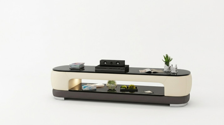 RTV TV Sideboard Dekor Leder Glas Tisch Fernseh Schrank Tisch Designer