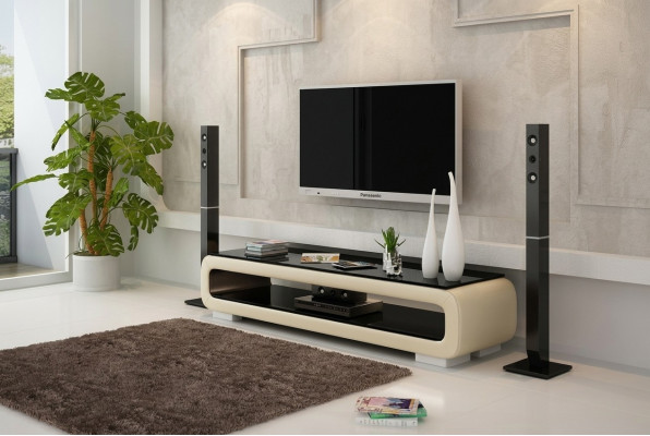 RTV TV Sideboard Dekor Leder Glas Tisch Fernseh Tisch Schrank Designer