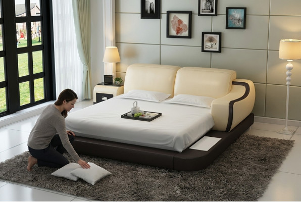 Wasserbett Hotel Doppel Bett Betten Komplett Lederbett Polsterbett Wasser LB8803