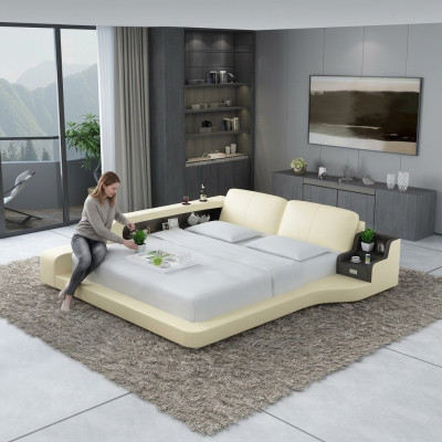 Wasserbett Hotel Doppel Bett Betten Komplett Lederbett Polsterbett Wasser LB8841