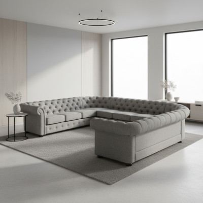 Chesterfield Couch Sofa Polster Wohnlandschaft U Form Garnitur Ecksofa