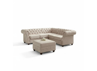 Chesterfield Couch Polster Sofas Klassischer Textil Schaffhau Dekor Ecksofa
