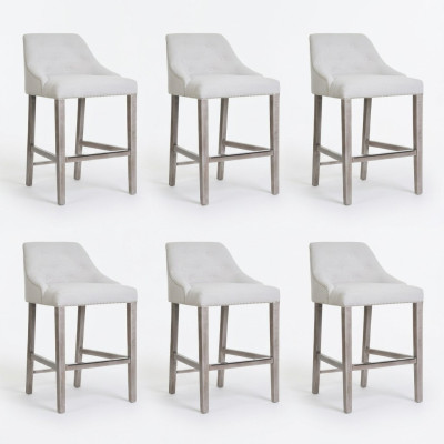 6x Bar Hocker Barhocker Tresen Stuhl Set Stühle Polste Chesterfield Design Stil