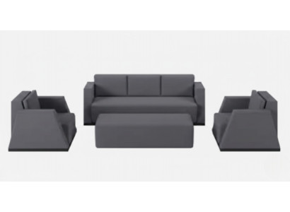 Stilvolle Graue Sofagarnitur Polstersofas 2x Luxus Sessel Couchtisch