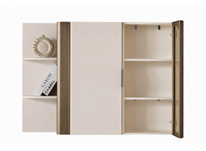 Hängeschrank mit Glasschiebetür und offenen Regalen für Dekor