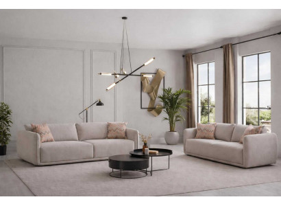 Elegante Beige Sofagarnitur Stilvoller 4-Sitzer Designer Dreisitzer