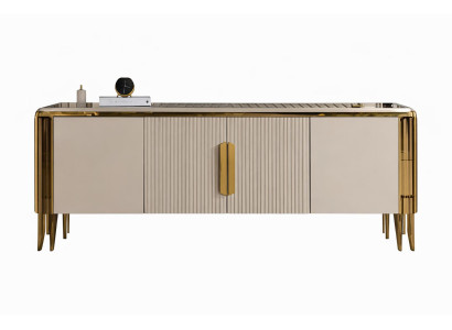Elegante Konsole mit goldenen Metallakzenten und edlem Design