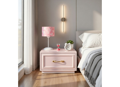 Stilvoller Nachttisch Rosa mit goldfarbigem Griff für modernes Design