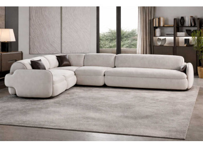 Weiße L-Form Polstercouch Designer Textilsofa Wohnzimmer Stoffcouch