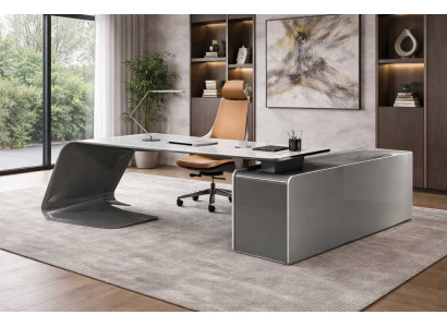 Grauer Schreibtisch Luxuriöser Arbeitszimmer Cheftisch Edle Möbel