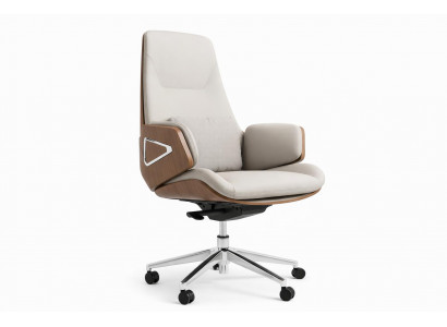 Ergonomischer Bürostuhl mit Holzarmlehnen und verstellbarem Design
