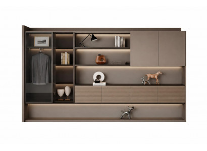 Modularer Büroschrank mit eleganter LED-Beleuchtung und Stauraum
