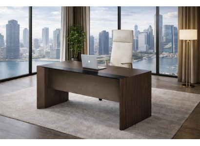 Robuster Arbeitszimmer Schreibtisch Brauner Bürotisch Holzmöbel