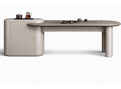 Moderner Esstisch mit eleganter Beleuchtung und minimalistischer Form