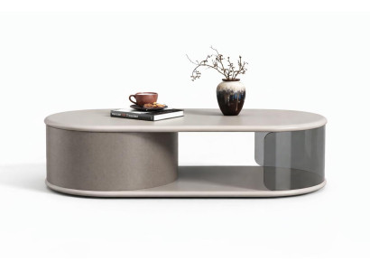 Moderner Couchtisch mit eleganter ovaler Form und transparentem Design